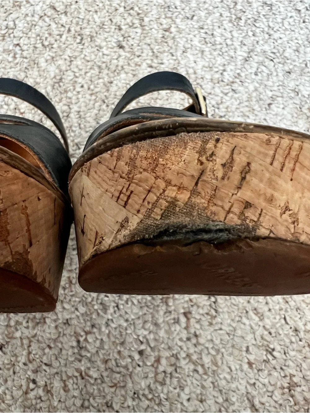 Kork-Ease Navy Leather Cork Wedge Sandals